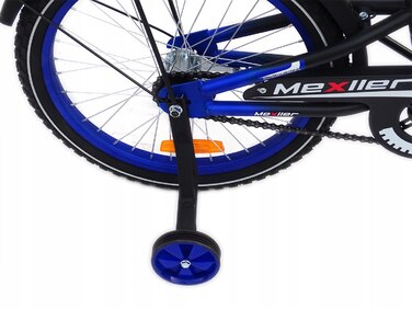 Дитячий велосипед Mexller BMX 20 дюймів, синій, з додатковими колесами