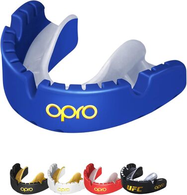 Захисна капа OPRO Gold для брекетів, спортивна капа для дорослих, інноваційна технологія підгонки, для боксу, лакросу, ММА, єдиноборств, хокею та контактних видів спорту, темно-синя/перламутрова
