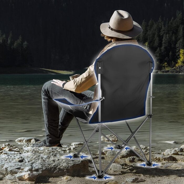 Зручний складаний стілець для кемпінгу Outtec: 130 кг, висока спинка, підсклянник, сумка, зелений (чорний)