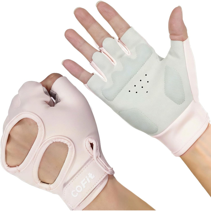 Фитнес рукавички COFIT для тренувань, з підтримкою зап'ястя, для жінок та чоловіків, для важкої атлетики, силових тренувань, бодібілдингу, рожевий/сірий, розмір S