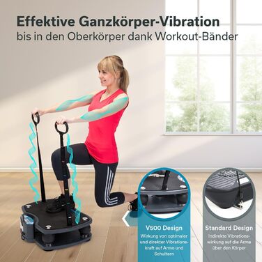 Вібраційна платформа Skandika Vibrationsplatte 500 3D | велика протиковзка поверхня | 4 програми + 20 рівнів | фітнес вдома | з тренувальними гумками, пультом ДУ та постером