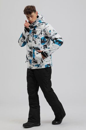 Чоловічий комплект гірськолижний: куртка та штани ALSOGO, водонепроникний, вітронепроникний, з капюшоном, для сноуборду та гірськолижного спорту, колір білий