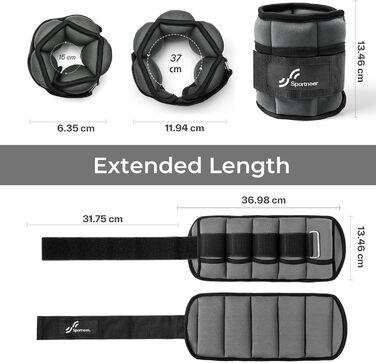 Штанги на щиколотки Sportneer, регульовані, 0,9-4,5 кг, для фітнесу, занять спортом, ходьби, бігу (2,2 кг на щиколотку, 4,5 кг пара, темно-сірий)