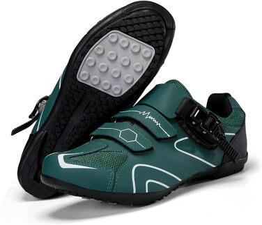 Велотуфлі Mateju для чоловіків та жінок без кліп, 36-47 EU. З гумовою підошвою, неслизькі, дихаючі, No-Lock для їзди на велосипеді на відкритому повітрі (568 Темно-зелений, 41 EU)