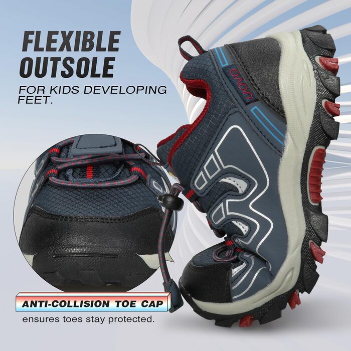 Дитячі кросівки UOVO для бігу та трекінгу, водонепроникні, розмір 27-40, кольори: блакитний, вишневий