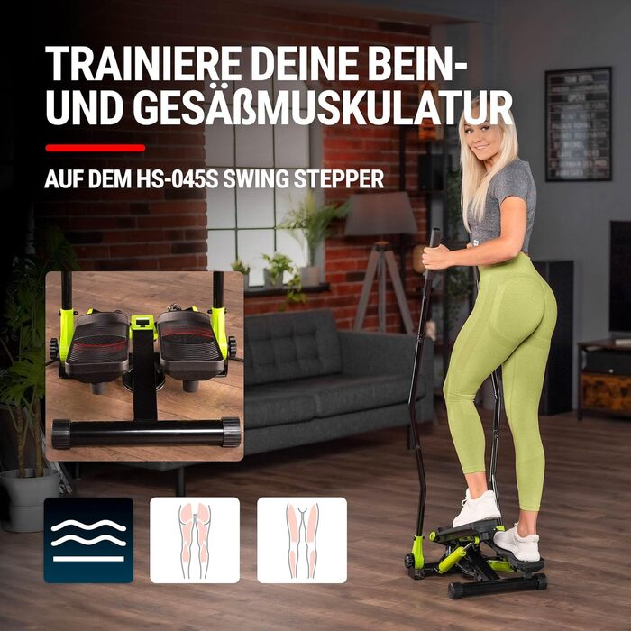 Степпер Hop-Sport HS-45S Slim Up-Down-Side для дому, тренажер для всього тіла, з комп'ютером, лаймовий