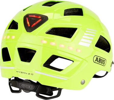 Велошолом ABUS Hyban 2.0 LED з переднім і заднім світлом, жовтий, XL (58-63 см), міцний корпус, для чоловіків і жінок