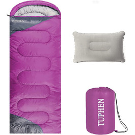 Спальний мішок 3-4 сезони для дорослих та дітей - легкий, водонепроникний, для кемпінгу та подорожей (86.61''x31.49'', фіолетово-сірий)