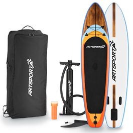 Набір для SUP-бордингу ArtSport надувний 320 см, до 150 кг: весло, насос, ліш, сумка та аксесуари - SUP Board Beach Rocker (біло-кольоровий)