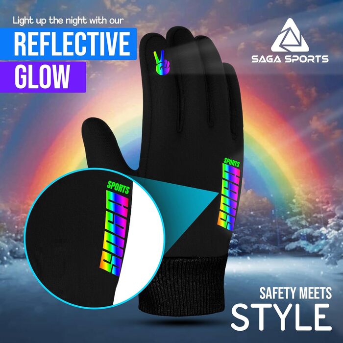 Водонепроникні дитячі рукавички для велосипеда, Touchscreen зимові рукавички для дітей 4–12 років, неслизькі та теплі, Softshell спортивні рукавички для дітей (Small [4-6 ], Райдуга)