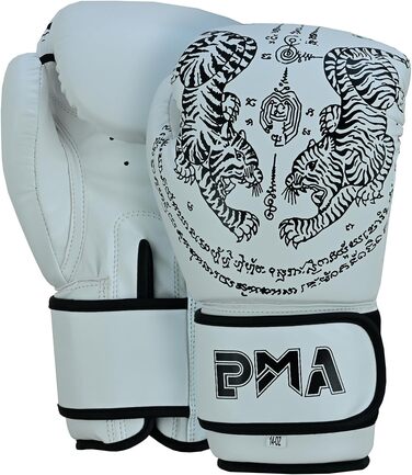Боксерські рукавички Playwell Twin Tiger Muay Thai, матові білі, для тайського боксу