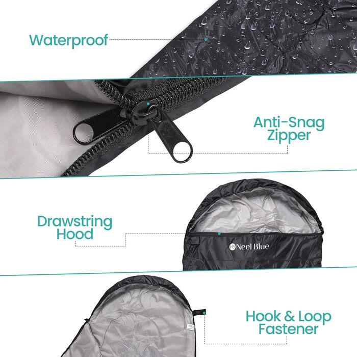 Спальний мішок Mumienschlafsack для дорослих - легкий, компактний, водонепроникний з капюшоном, 220x85 см. Підходить для кемпінгу, походів та подорожей (Чорний)