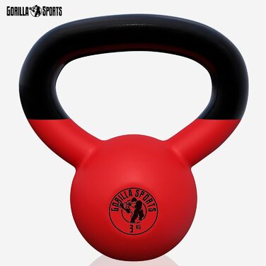 Гіря GORILLA SPORTS® 2-32 кг - Чавунна з неопреновим покриттям для фітнесу та силових тренувань