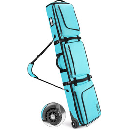 Чохол для сноуборду YOREPEK з колесами, водонепроникний, з 6 кишенями для сноуборду та лиж, розширюваний, 170 см, для подорожей літаком (Світло-блакитний)