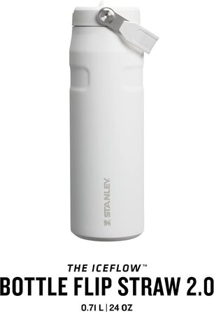 Термобутилка Stanley Flip Straw 2.0 з трубочкою 0,7 л, ізотермічна, BPA-free, не протікає, тримає холод до 12 годин, зберігає лід до 3 діб, підходить для підстаканника, можна мити в посудомийці, Frost