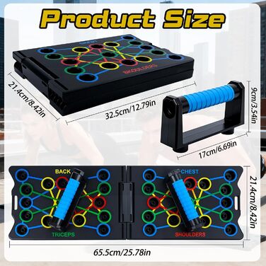 Дошка для віджимань 24-в-1, багатофункціональний тренажер, тренажер для грудей, складаний портативний, для дому, обладнання для домашнього спортзалу, аксесуари для силових тренувань та домашніх тренувань