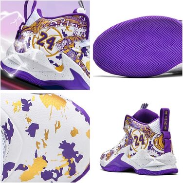 Баскетбольні кросівки для чоловіків та хлопців, високий зріз, антиковзаюча підошва, спортивне взуття для осені/зими, розміри 35-45 EU, чорно-білі