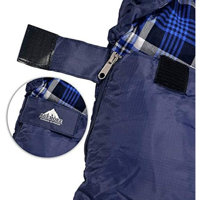 Спальний мішок для дорослих Baumwoll-Flanell, 100% бавовна, для кемпінгу, походів, 3-4 сезони, блакитний