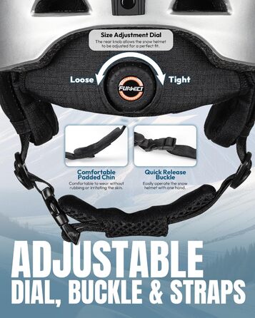 Шолом гірськолижний унісекс, регульований, 12 вентиляційних отворів, знімний внутрішній підкладковий шар та навушники, легкий сноуборд шолом для зимових видів спорту (сріблястий, L: 59-61 см)