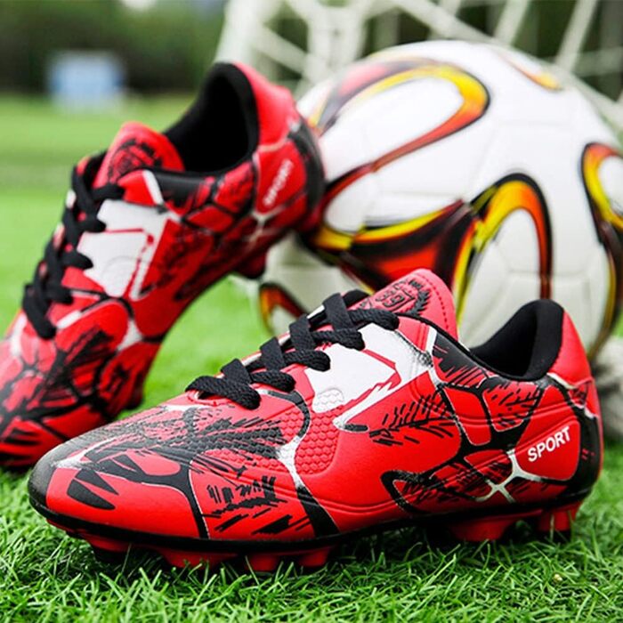 Дитячі футбольні бутси Low Top для хлопчиків, професійні футбольні бутси, бутси для тренувань, шипові бутси, дитяче взуття, спортивне взуття для атлетики, молодіжне спортивне взуття для активного відпочинку (38 EU, Червоний)