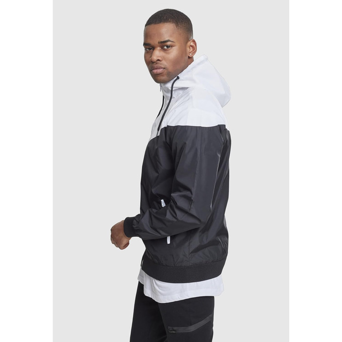 Чоловіча вітрівка Urban Classics Arrow Windrunner з капюшоном, демісезонна куртка з кольоровими блоками, 3XL, чорно-біла