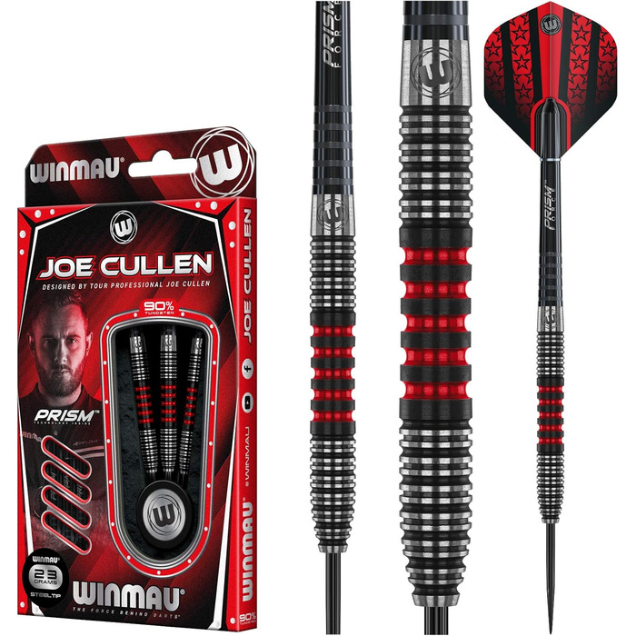Дартс WINMAU Joe Cullen Special Edition 90% вольфрам, 23 г, сталевий наконечник, професійний набір з хвостовиками і оперенням