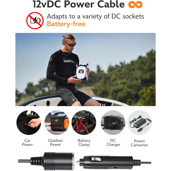 Електричний насос для SUP-дошки 12V DC 22 PSI двоступеневий з автостопом, інфлятор та дефлятор для надувних човнів та каяків, 5 насадок