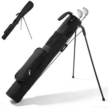 Сумка для гольфу на штативі, чорна. З регульованими ременями, двома кишенями. Легка, для чоловіків та жінок, для тренувань, коротких полів та курсів.