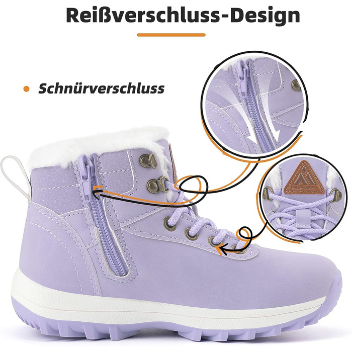 Дитячі зимові черевики Mishansha для хлопчиків та дівчаток, теплі, водонепроникні, снігоступи (36 EU, фіолетові)