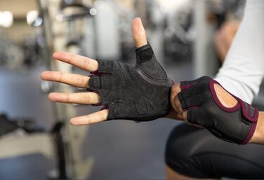 Важкі рукавички Harbinger Power для жінок з підтримкою зап'ястя та шкіряною долонею (1 пара), чорний (M, Merlot)