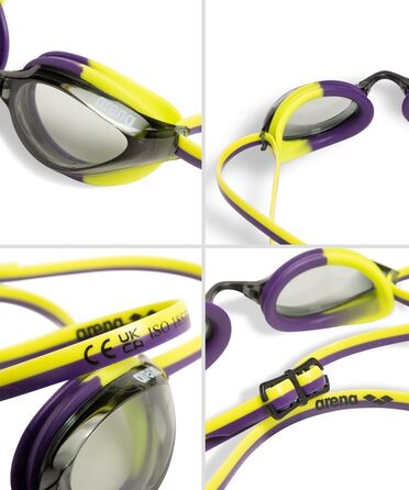 Окуляри для плавання ARENA Python Unisex (антифог, комфорт, подвійний ремінець, Smoke/Plum/Arctic Lime)