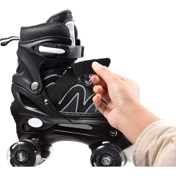 Дитячі ролики-інлайнери Flash: ролики для початківців, 4 колеса, регульовані, чорні (EU 34-38)