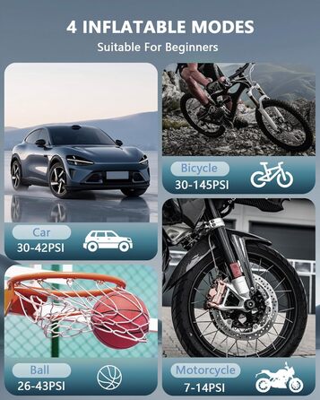 SERVOMASTER Електрична повітряна помпа з манометром, портативний міні-компресор, акумулятор 150PSI, LED-підсвічування, для авто, мотоцикла, велосипеда, м'ячів (чорний, сірий, бездротовий)