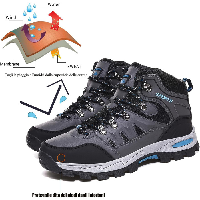 Черевики для трекінгу чоловічі та жіночі, легкі туристичні черевики, спортивне взуття для кемпінгу, сірі (41 EU)
