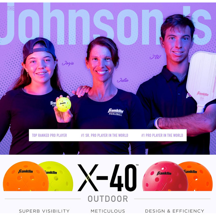 М'ячі для піклболу Franklin Sports X-40 Outdoor, USAPA, 3 шт, помаранчеві, для вулиці