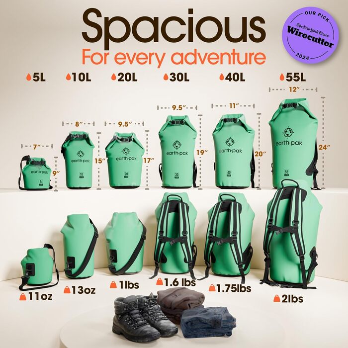 Earth Pak Packsack Rolltop 10L: Водонепроникний рюкзак з водонепроникним чохлом для телефону - для каякінгу, походів, кемпінгу, риболовлі, сплавів (Морський пінограй)