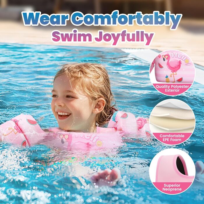 Schwimmflügel HeySplash для дітей 14-30 кг, рожеві, з писником, регульовані, для навчання плаванню