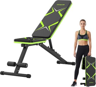 Складана лавка для тренувань з обтяженнями 330LBS, багатофункціональна, для дому, фітнесу, прес, зі змінним нахилом, зелена