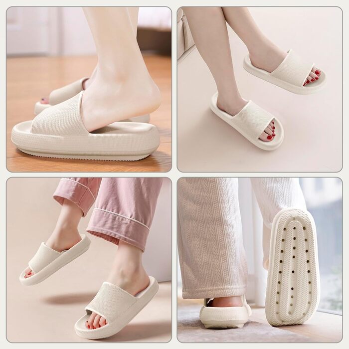 Шльопанці Badelatschen Cozislides: жіночі та чоловічі шльопанці для дому та пляжу, антиковзаючі, літні, Wolkenschuhe, 46/47 EU, бежеві