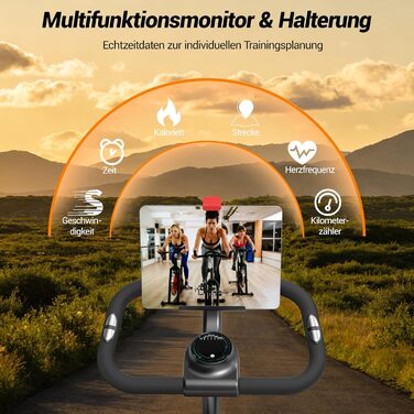 Велотренажер фітнес CURSOR Heimtrainer, складаний, спінінг-байк, ергометр з пульсометром та LED дисплеєм, для дому, до 136 кг, помаранчевий