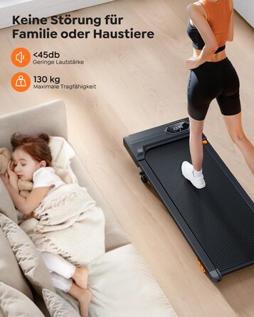 Бігова доріжка для дому, Walking Pad з нахилом до 10%, швидкість 1-6 км/год, тихий 2.5HP мотор, керування через додаток, LED-дисплей, вантажопідйомність до 130 кг, компактний, потрійна амортизація, бігова доріжка для дому/офісу, жовтий