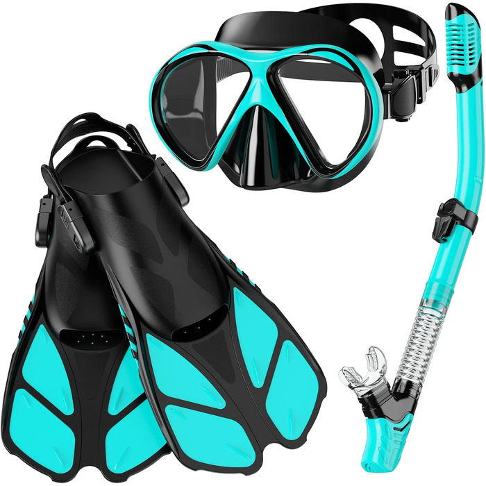 Набір для снорклінгу та дайвінгу Smyidel: маска, трубка та ласти (S/M, Aqua Green)