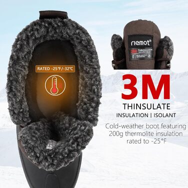 Водонепроникні зимові черевики Riehmot для жінок та чоловіків. Теплі, з підкладкою, антиковзні, для ходьби, трекінгу, роботи та катання на лижах. Розміри EU 36-47 (Новий, коричневий, 45 EU)