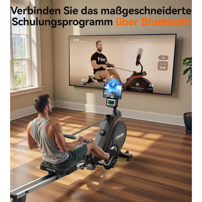 YOSUDA 03-Magnetic Pro Max: Гребний тренажер для дому, ультратихий, 16 рівнів опору, LCD-дисплей, до 160 кг, компактний, проста збірка