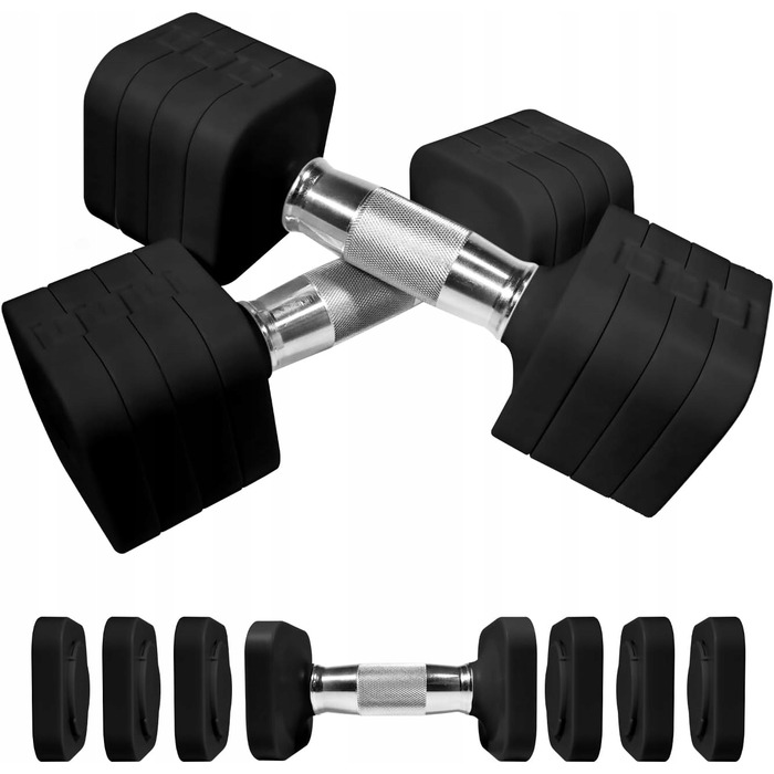 Регульований набір гантелей 4в1 (10 кг) для силових тренувань вдома, колір: фіолетовий