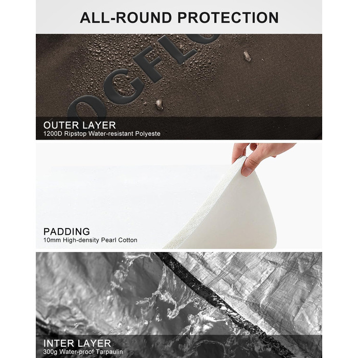 Скі-сумка Skitasche 360° з роликами, водонепроникна, 1200D, для 1/2 комплектів лиж, 190 см, Khaki