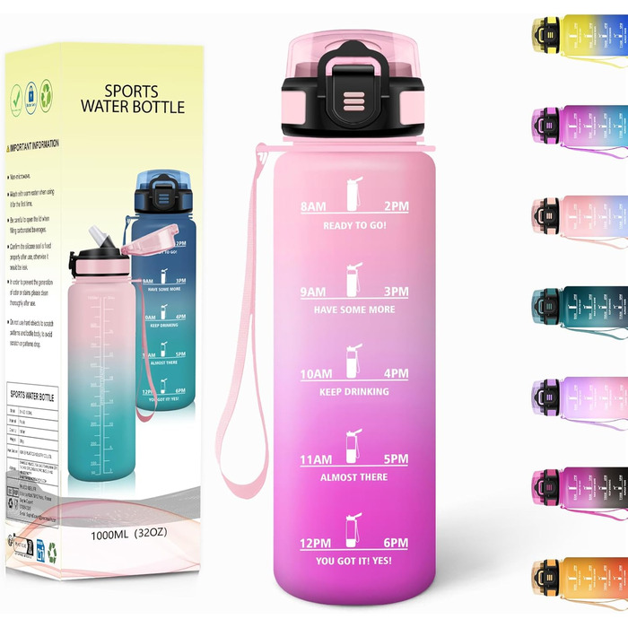 Фляга для води Motswedi з трубочкою, 1500 мл, BPA-free, для спорту, без витоку, підходить для газованої води, жовтогарячий колір