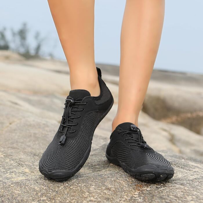 Чоловічі та жіночі аквашузи для плавання та відпочинку на пляжі, швидковисихаючі, з антиковзким покриттям, розмір 35-47, колір чорний