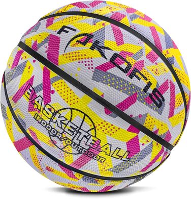 М'яч баскетбольний FAKOFIS, розмір 5 та 7, для гри на вулиці та в залі, тренування, для дітей та дорослих (сірий, рожевий)