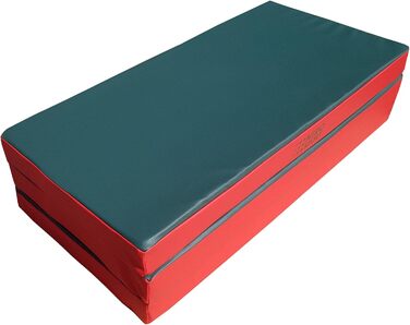 Складаний спортивний мат NiroSport 210x100x8 см для гімнастики, фітнесу та спорту, водонепроникний мат для тренувань, захисту та гостьового ліжка, зелено-червоний